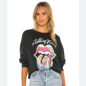 DAYDREAMER X REVOLVE Rolling Stones Tie Dye Sweatshirt in Vintage Black